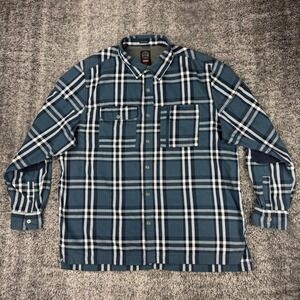 Wrangler ATG Plaid Flannel Shirt Men's XL All Terrain Organic Cotton Polyester